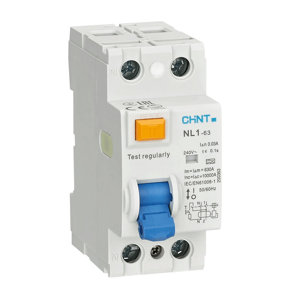 เบรคเกอร์กันดูด 25 แอมป์ 2 โพล 30MA 10KA CHINT RCCB NL1-63 2P TYPE AC_0